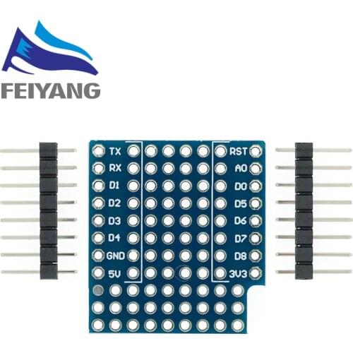 5PCS ProtoBoard Shield for WEMOS D1 mini double sided perf board with 2 pinhead