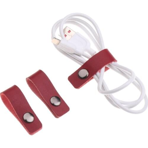 5PCs Leather Cable Straps Cable Wrap Cord Management Holder Keeper Earphone Wrap Winder Flexible Wire Ties Travel Cord Organizer