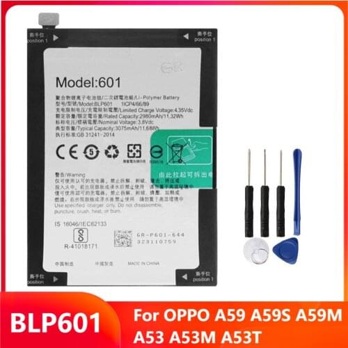 Original Replacement Phone Battery BLP601 For OPPO A59 A59S A59M A53 A53M A53T Rechargable Batteries 3075mAh With Free Tools