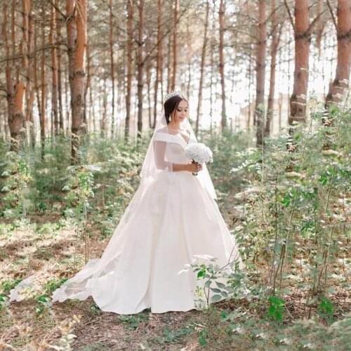 Custom Off Shoulder Short Sleeves Country Wedding Dresses Sweep Train Satin Simle A Line Wedding Bridal Gowns vestido de novia