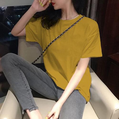 Cotton White T-shirt Womens Short Sleeve Summer 2021 New Korean Loose Large Size T-shirt and Fashionable Half Sleeve Top Clothe
