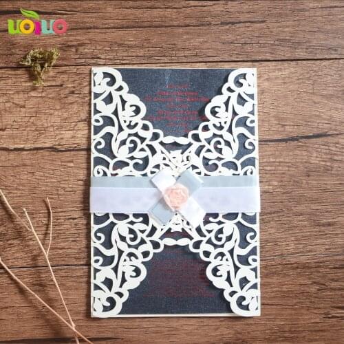 Free shipping 2017 New 10set/lot White Fence Hollow Flower Wedding Invitation Card With insert paper Envelope Free Shipping