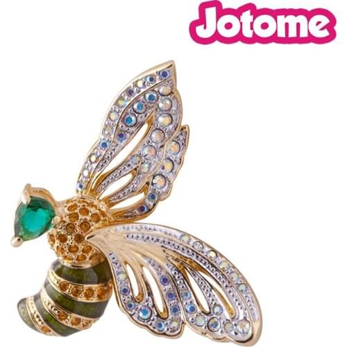 Gold Tone Bee Brooch with Rhinestone Crystals Animal Insect Brooches Pin Christmas Accessories Wedding Brooches