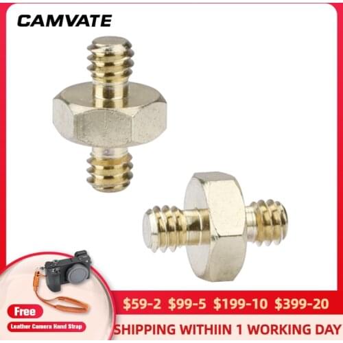 CAMVATE 2Pcs Hexagon Screw Adapter With 1/4" Male To 1/4" Male For Monopod /Tripod /Ballhead/ Light Stand/ Video Light Mounting