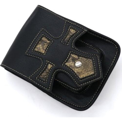 Black PU Leather Cross Belt Bag Men Motorcycle Tool bag Waist Holster Purse Pouch Side Bag Storage Saddle Bag Pocket