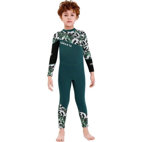 Kids 2.5mm Neoprene Scuba Diving Suit Children Long Sleeve Full Body Surfing Jumpsuit One-piece Swimwear Coverall Wetsuits