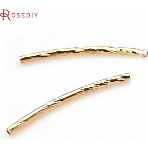F593)10 pieces 25mm 24K Champagne Gold Color Brass Bracelets Arcuated Twisted Tube High Quality Jewelry Findings Accessories