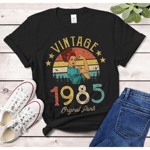 Vintage1985 T-Shirt 36th birthday Gift Color pattern cotton hort Sleeve Top Tees Plus Size O Neck unisex Clothing Aesthetic