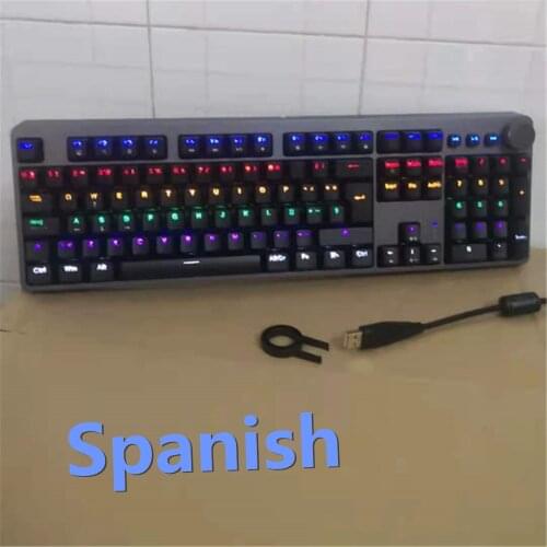 Spanish Mechanical Keyboard 104 Key USB Wired LED Backlit Axis Gaming Mechanical Keyboard Outemu Optical Switches For Desktop