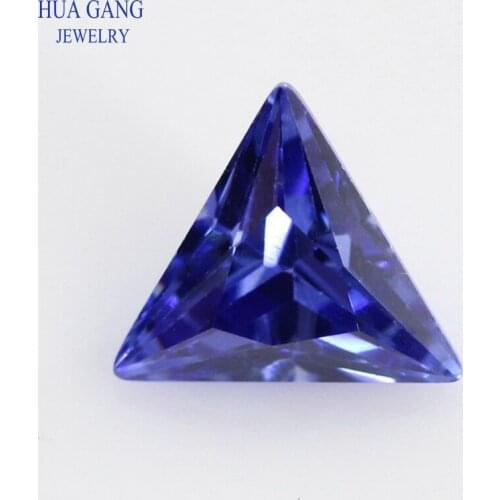 5A Tanzan Blue Triangle Shape Cubic Zirconia Brilliant Cut Loose CZ Stone Synthetic Gems Beads For Jewelry Size 3x3-10x10mm