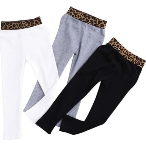 Girls Leopard Waist Vertical Tthreaded Cotton Leggings Wear Thin Feet Qants 2019 Spring Models Fake Self-cultivation