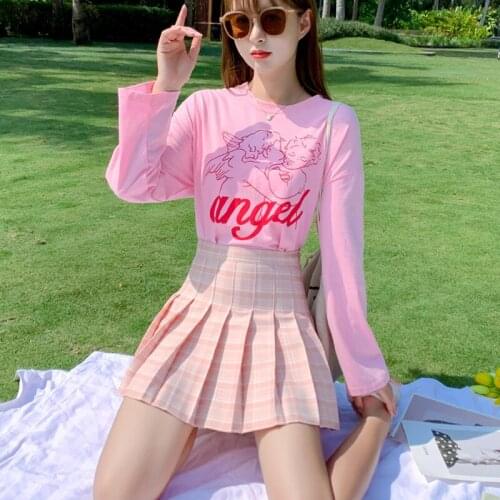Summer Skirts 2021 New Korean High Waist Skirt Women Checkered Skirt School Girls Sexy Cute Zipper Pleated Skirt K4023