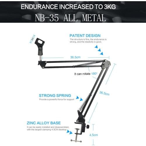 Microphone Stand Desktop Mic Clip Holder Tripod Scissor Arm Stand Live Cantilever Bracket Microphone Bracket for Dropshipping