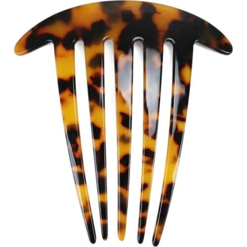 U2JD Fashion Decorative Comb Cellulose Acetate Wide Tooth Comb Non Slip Ponytail Fork Comb