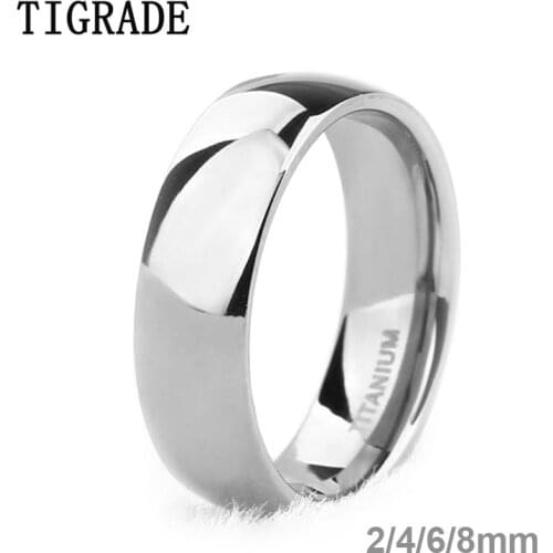 Tigrade 6mm Mens Titanium Ring Silver Color Polished Classic Engagement Anel Rings For Male Female Wedding Bands Never Fade