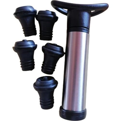 Stainless Steele Wine Preserver Set Manual Preservation Wine Pump Vacuum Preserver Keeps Fresh Seal Stoppers Bar Wine Supplies