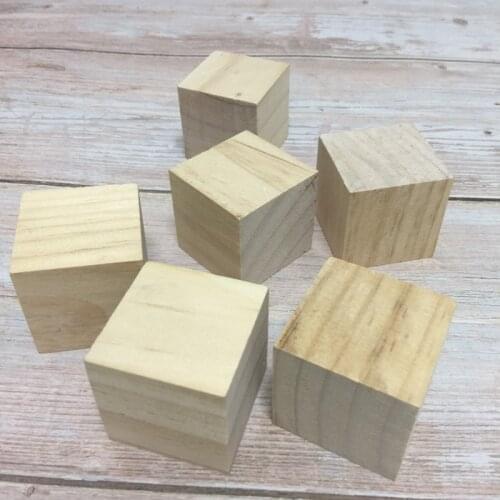 Set of 16 unfinished pine wooden blocks 1.6inch (4cm)