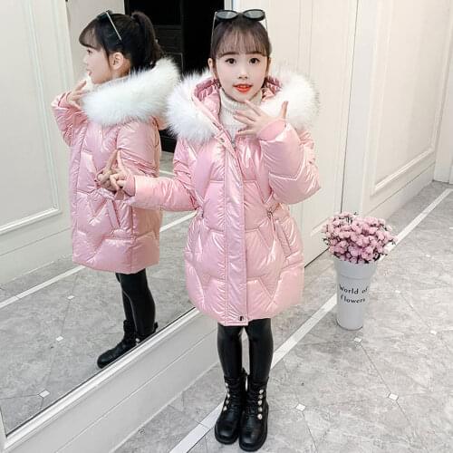 New 2021 Baby Girl Clothes Winter Thick Fur Collar Down Coat Jacket 3 Colors Warm Snowsuit Waterproof Hooded Children Outerwear
