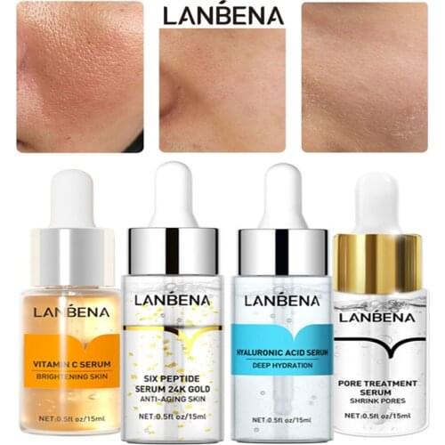 New LANBENA 4 Kinds Stock Solution Essence Effective Whitening Facial Shrink Pores Brightening Anti-aging Moisturizing Skin Care