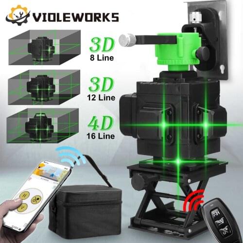 NEW 16 Lines 4D Laser Level APP Control Self-Leveling 360 Horizontal And Vertical Cross Super Powerful Green Laser Level EU Plug