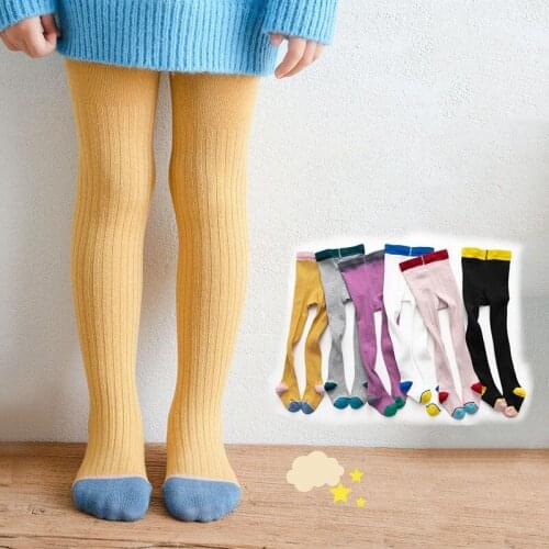 1-8 Years Baby Girls Autumn Tights Candy Color Infant Pantyhose Cotton Knitted Kids Stocking Toddler Clothes