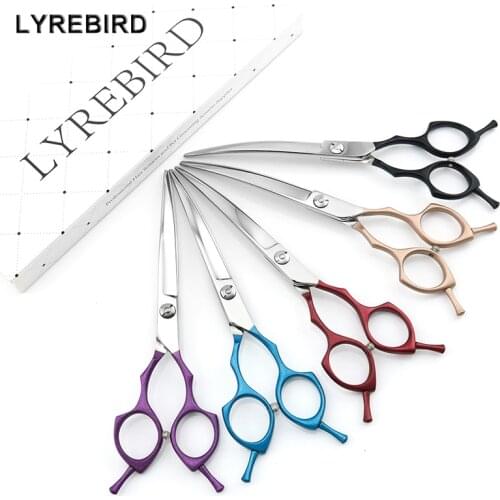 Professional Pet Dog Grooming Scissors 6.5 Inch Dog Curved Scissors Purple Red Black Blue Golden Lyrebird HIGH CLASS NEW