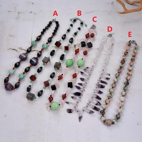 GG Jewelry ON SALE Natural Gems Stone Onyx Agate Amethyst Smoky Quartz Jade Necklace Pendant For Women Lady Fashion Jewelry Gift