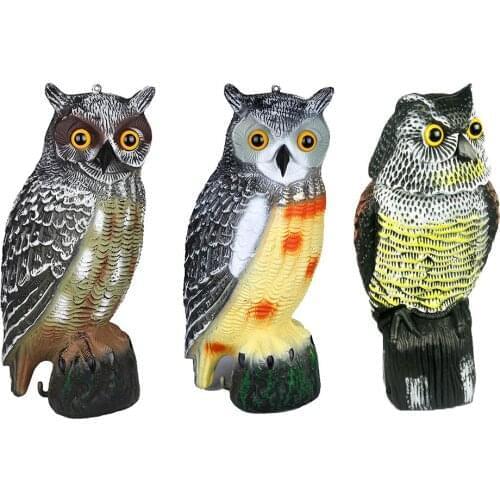Bird Scarer Realistic Owl Scarecrow Bend Shake Head Owl Prowler Decoy Protection Pest Control Garden Yard Bird Repeller