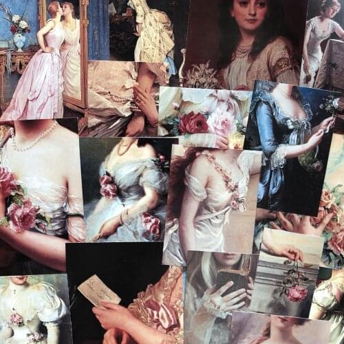 Retro European Beauty Oil Painting Custom Junk Journal Hand Account Background Material Paper Craft Paper Scrapbook Decoration