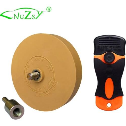 Decal Removal Rubber Eraser Wheel Plastic Double Edge Razor Blade Scraper Car Body Detailing Glass Cleaning Shovel E24+E15