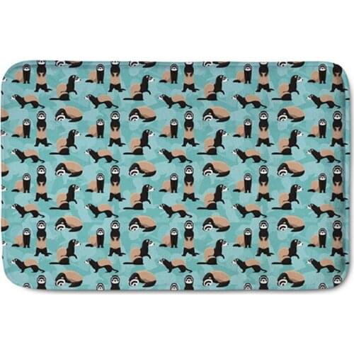 Cartoon Ferrets Print Rubber Anti Slip Doormat Carpet Floor Mats Entry Front Door Mats Outdoor Entrance Indoor Welcome Home