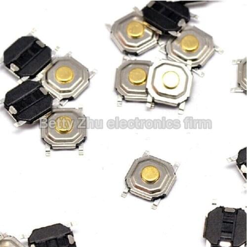 1000PCS/LOT 4 * 4 * 1.6MM SMD Tact Switch 4 feet brass button / waterproof copper head
