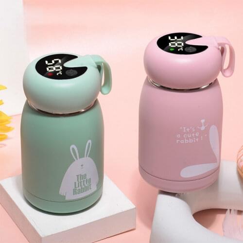 320ml Cute Rabbit Thermos Coffee Mug Touch Temperature Display Stainless Steel Water Bottle Thermos Bottle for Girls Student
