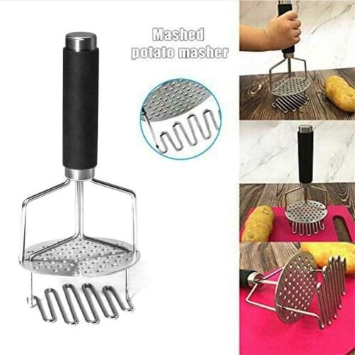 Stainless Steel Pusher / Potato Masher With Broad Mashing Plate For Smooth Mashed Potatoes Fruit Vegetable Tools Press Crusher