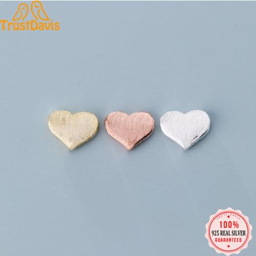 TrustDavis Fashion 925 Sterling Silver Romantic Heart Beads Charms For Bracelet or Necklace DIY Accessories Fine Jewelry DZ491