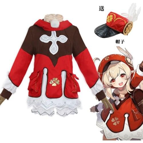 High Quality Game Genshin Impact Klee Cosplay Costumes Clothing Halloween Role Playing Women Men Costumes Full Set In Stock