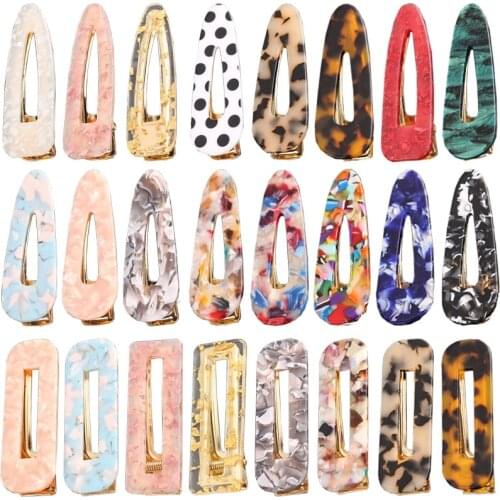 38 Style Fashion Acetate Geometric Hair Clips for Women Girls Sweet Hairpins Leopard Marble Barrettes Hair Accessories Gift