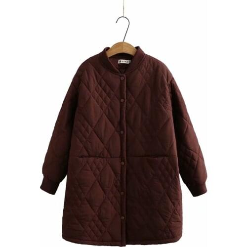 Plus size womens winter jacket stand collar Mid-length Parkas jackets for women 2021 solid color Single-breasted quilted coats