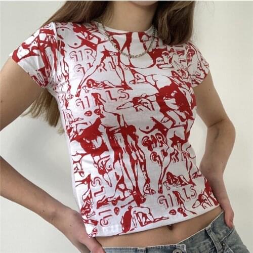 2021 hirigin E-girl Harajuku Graphic Print Tank Women Vintage Crop Top Y2K Aesthetic Slim Fit Vest Tops Streetwear Gothic Punk