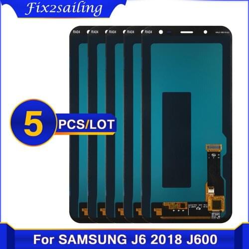 Wholesale 5PCS Original 5.6'' Super AMOLED LCD For Samsung Galaxy J6 2018 J600F J600 Display Touch Screen Assembly Replacement