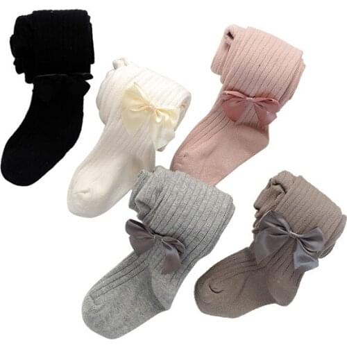 1-6Y Girls Tights Princess Toddler Kids Baby Girls Bowknot Knitted Pantyhose Baby Spring Autumn New Style Trousers Lace Stocking