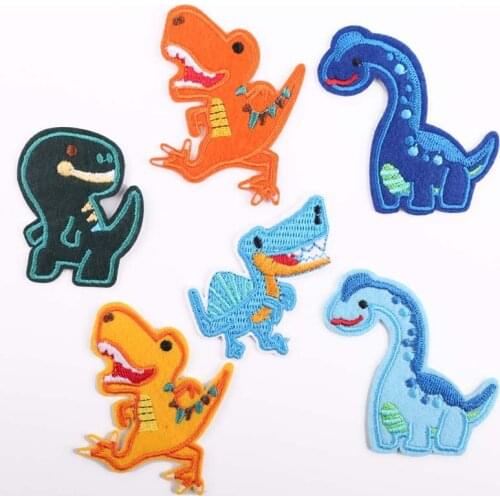 1PCS Cartoon cute Embroidered Patches for Clothing Diy Jurassic Park Appliques Dinosaur Animal Stickers Iron On Parches