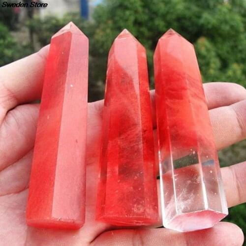 1Pc Rare Pretty Red Quartz Crystal Single Terminated Wand Healing Crystal Stone 4~7cm