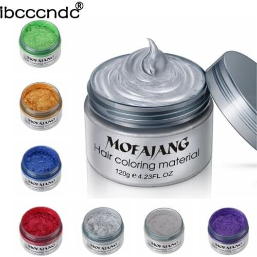 1 piece Unisex Color Hair Wax Dye One-time Molding Paste Burgundy Grandma Gray Green Hair Dye Wax 120g Hair Salon