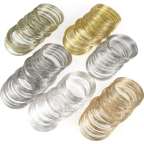 100 Loops Steel Wire Memory Beading Bracelets Necklace Spring Components Round Gunmetal Loops New Wholesale Drop Shipping