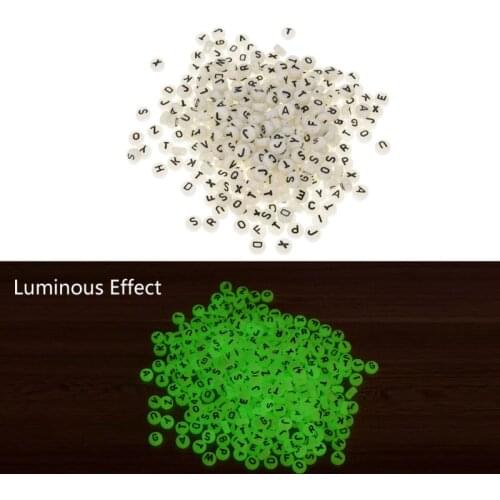 100Pcs 7mm Alphabet Acrylic Glow In the Dark Spaced Beads Luminous Letter Bead Jewelry Making DIY Bracelet Necklace Bead