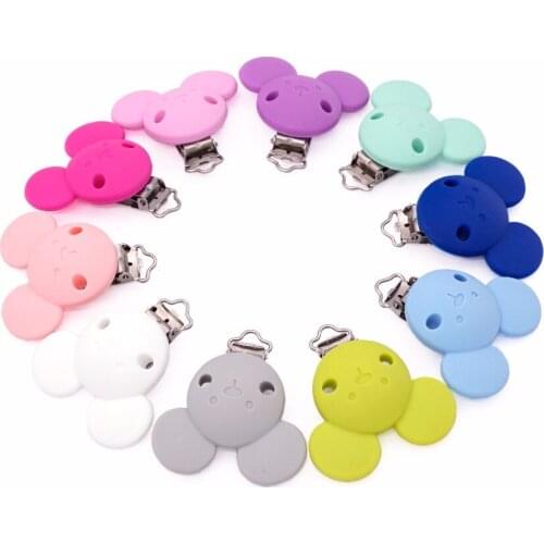 Sutoyuen 15PC BPA Free Baby Silicone Pacifier Clip Bear Head Cartoon Clip Diy Dummy Teether Soother Nursing Toy Accessory Holder