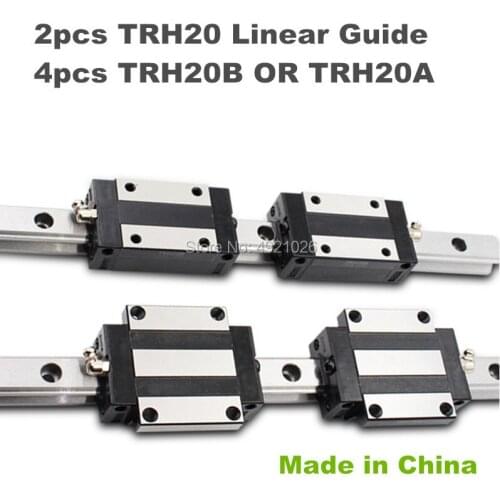 Precision rail 2pcs CNC 20mm Square Linear Guide Rail TRH20 200 to 600mm& 4pcs TRH20B or TRH20A Slider Block for CNC Router DIY