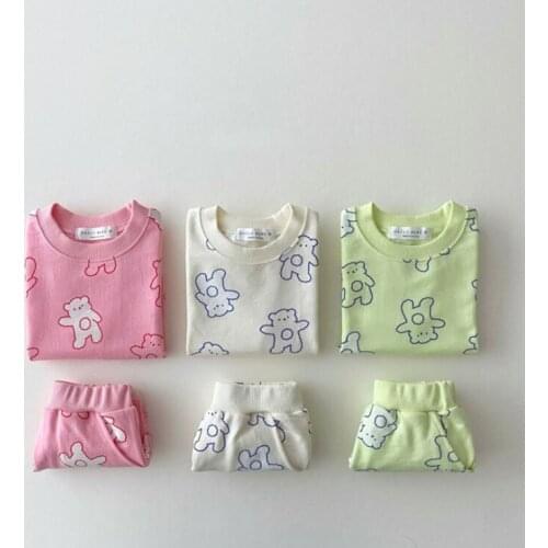 2021 New boys girls 2 pcs set printed t shirt + shorts cotton summer Fashion babys Suits
