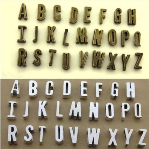 26pcs/set Ancient Gold / Silver Color English Letter A-Z Bead Retro Bracelet Clothing Pendant DIY Decorationes Accessories
